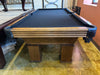 used olhausen 7' pool table black cloth end view