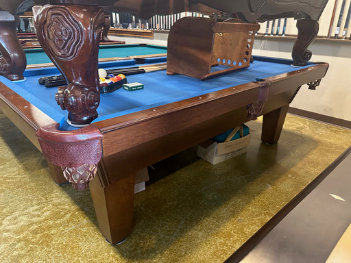 used olhausen 8' sheraton maple pool table side view